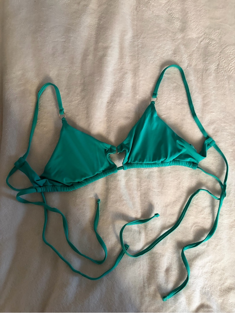 Garage Teal Triangle String Bikini Top